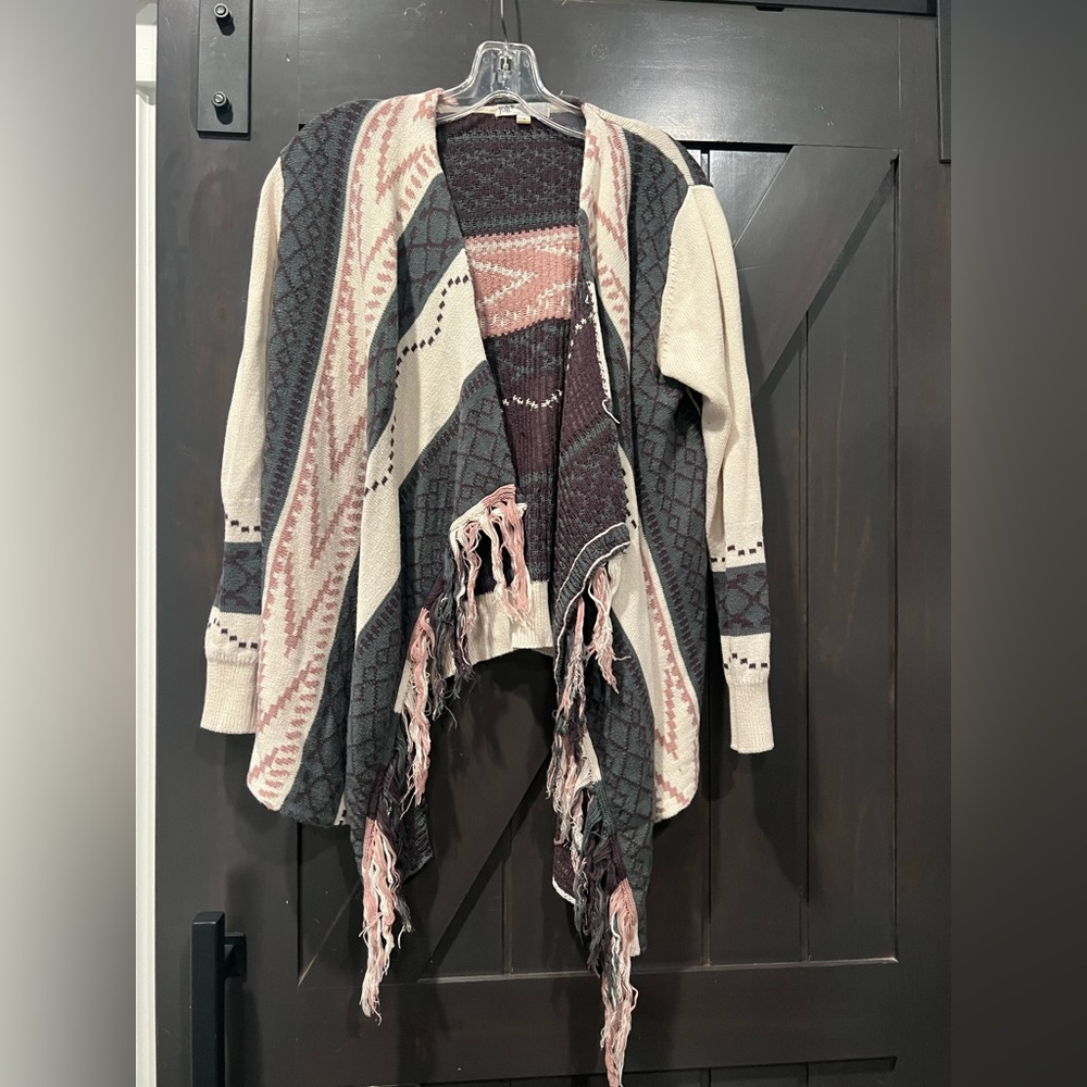 Jolt Pink and Gray Patterned Cardigan - Picture 1 of 3